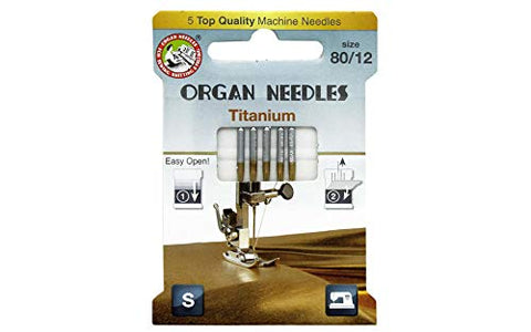Organ Needles Titanium Size 80/12 Pack Needles, Varies 5