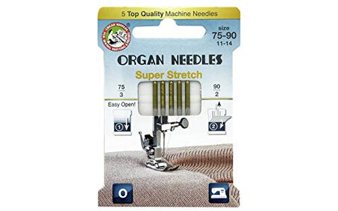 Organ Needles Super Stretch Assortment (3ea 75, 2ea 90) Eco Pack Needles