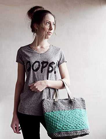 Hoooked+Valencia+Bag+Kit+W%2fribbon+XL+Yarn-stone+Gray+%26+Mint
