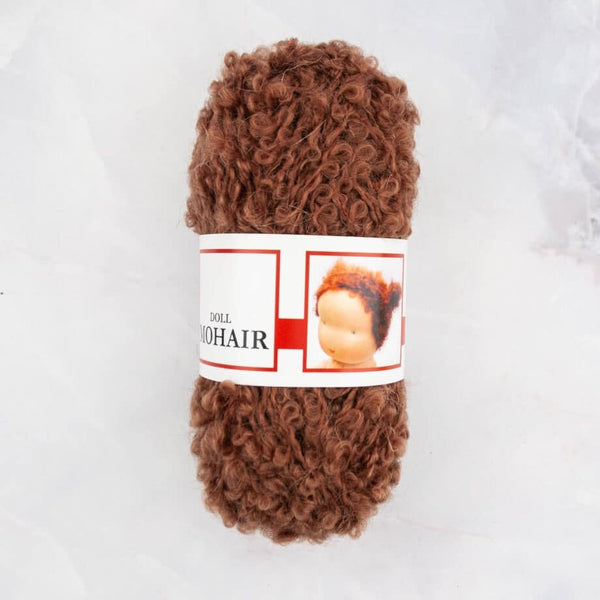 De Witte Engel Mohair Bouclé Yarn, Doll Hair, Waldorf Doll Making Hair (Light Brown)