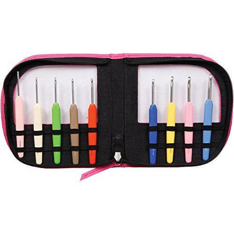 Crochet Hook Set Aluminum | Knitters Pride Waves Hooks | Ergonomic Crochet Hooks | 9 Size Set with Case