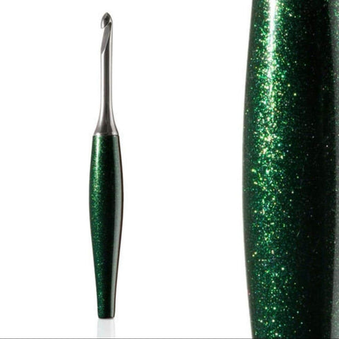 Furls Odyssey Crochet Hook EMERALD Green with Nickel Finish - DISCONTINUED Rare