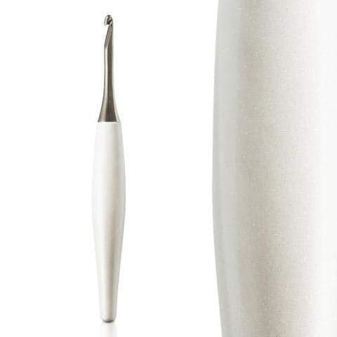 Furls Odyssey Ergonomic Crochet Hook in White Nickel - Comfortable Tear-Drop Design for Pain Relief and Speed - Perfect for Artisans