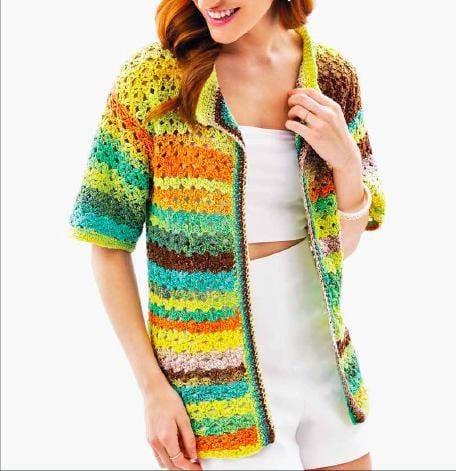 NORO Digital Download Crochet Pattern for Waccamaw Sweater in Sonata Shima Yarn 1008 - Cozy Stylish Womens Apparel Perfect for Any Season