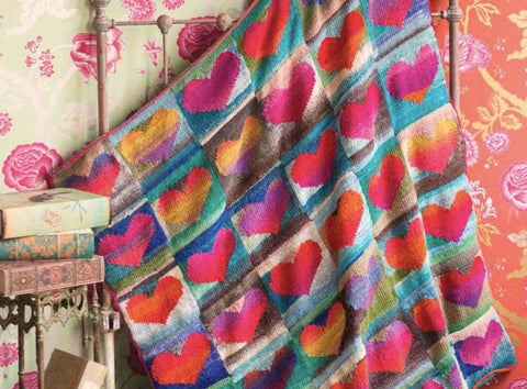 Noro Heart Blanket Knitting Pattern - Cozy Throw (Digital Download)