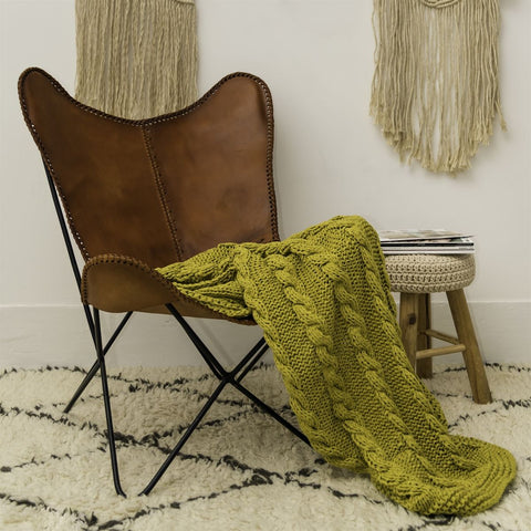 HOOOKED DIY Knitting Kit RibbonXL Cable Throw Spicy Ocre