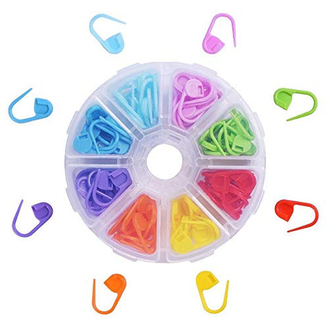 Stitch Markers, 104 Pieces with 8 Colors, Stitch Markers for Crocheting, Stitch Needle Clip with Storage Box Container