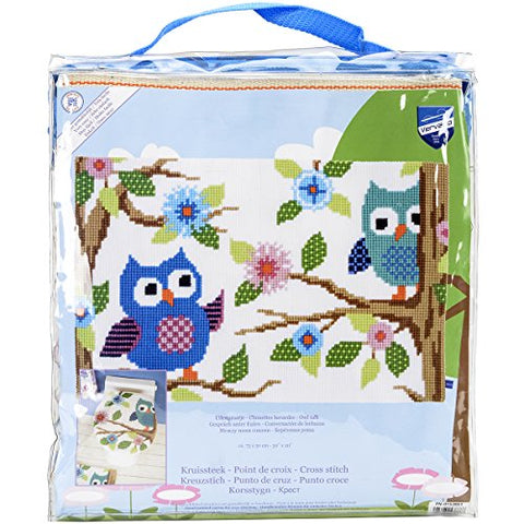 Vervaco Owl Talk Rug Cross Stitch Kit, 29.5" by 19.75"