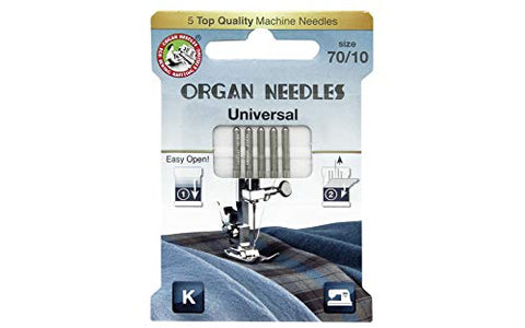 Organ Universal Size 70/10 Sewing Machine Needles 5-Pack