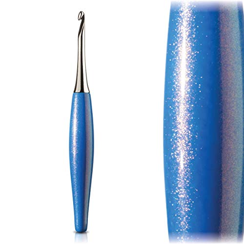 Furls Odyssey Crochet Hook Nickel Plated Tip for Effortless Glide, Blue Ergonomic Handle