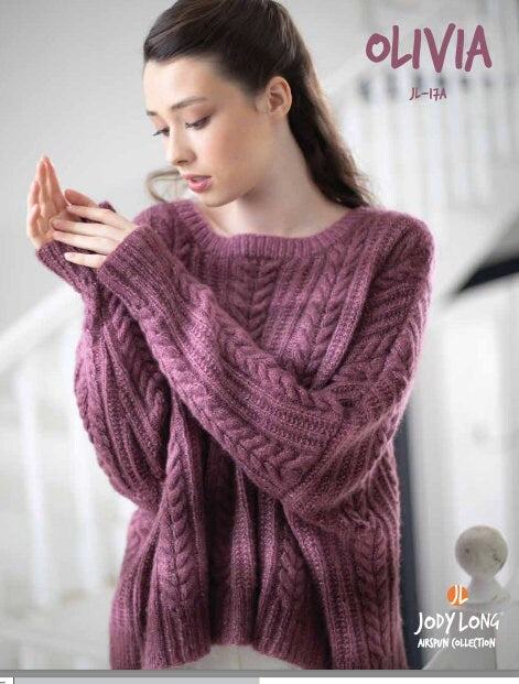 Knitting Pattern for "Olivia Sweater" in Airspun by Jody Long, Digital Download, Pattern OnlyOlivia Sweater