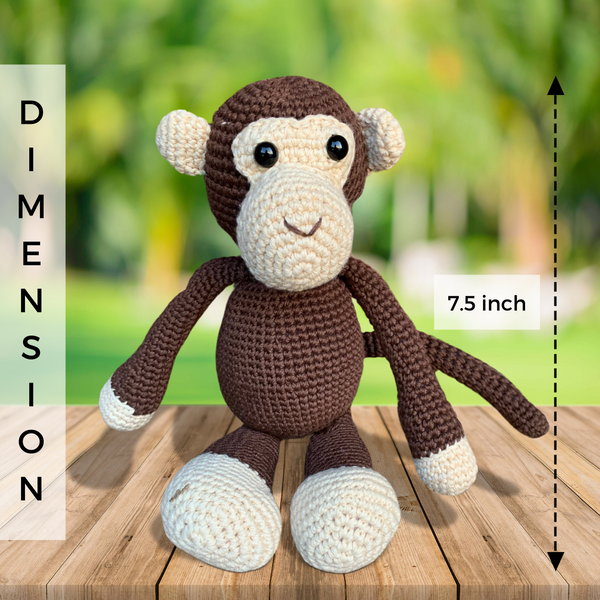  little stuffed monkey, cute plush monkey, cute monkey plush toy, cute monkey soft toy, brown plush monkey, brown stuffed monkey, brown monkey plush, cuddly monkey, monkey figurine, stuffed monkey toy, crochet monkey, mini monkey