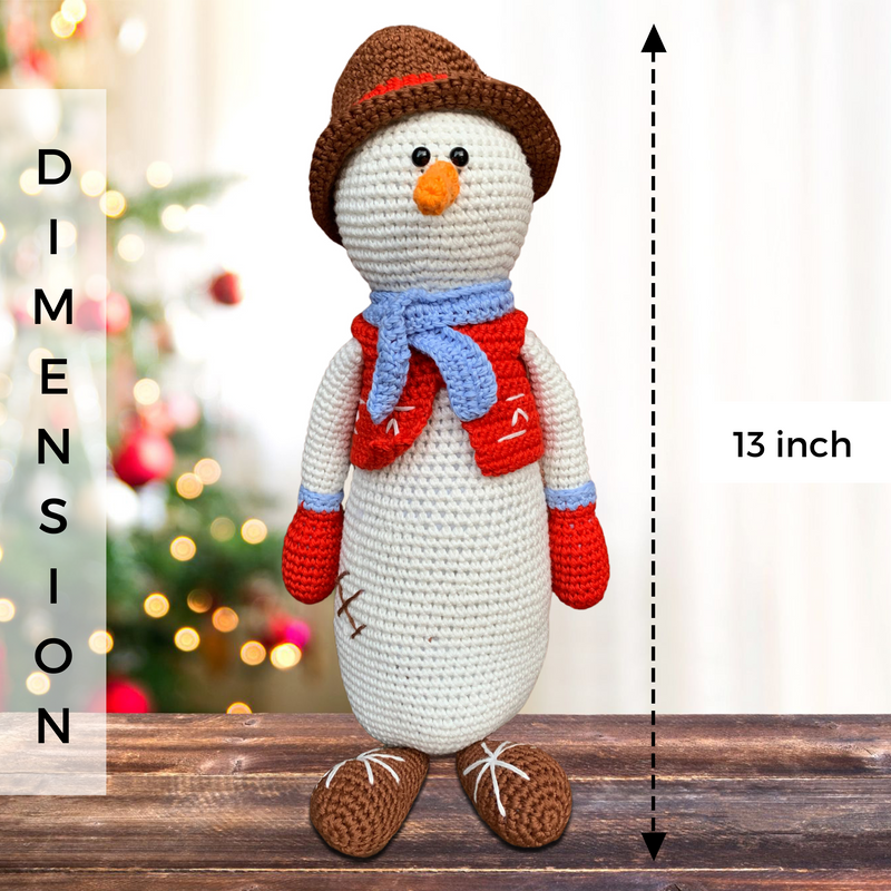 Cute Crochet Snowman Amigurumi | Small Snowman Stuffed Animal Toy | Holiday Snowman Figurine