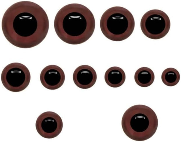 Crafts By KFRod - Brown Plastic Safety Eyes with Washers, Safety Eyes for Amigurumi, Crocheted and Knitted Dolls and Animals, Stuffed Animal Eyes