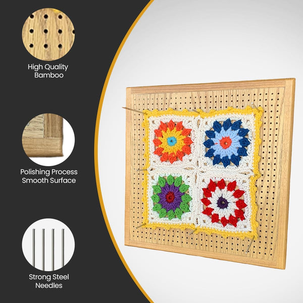 Top Quality Wooden Blocking Board for Crocheting with 20 Stainless Steel Pins