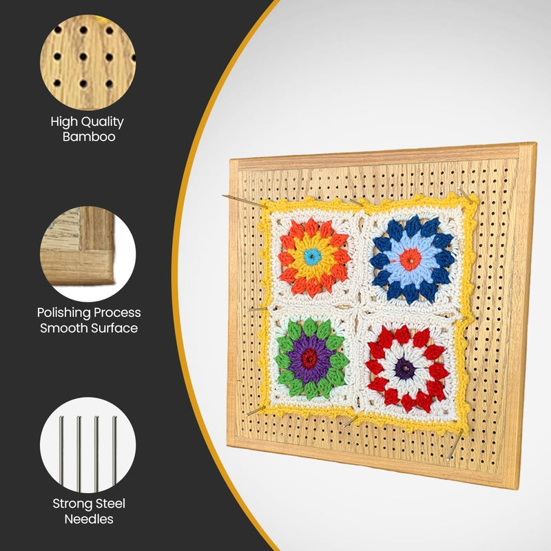 Top Quality Wooden Blocking Board for Crocheting with 20 Stainless Steel Pins