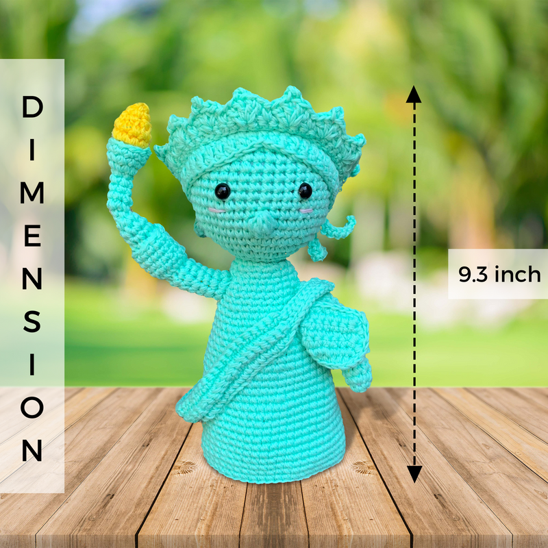 Crochet Statue of Liberty Figurine | Lady Liberty Amigurumi Doll | Mini Statue of Liberty Stuffed Toy