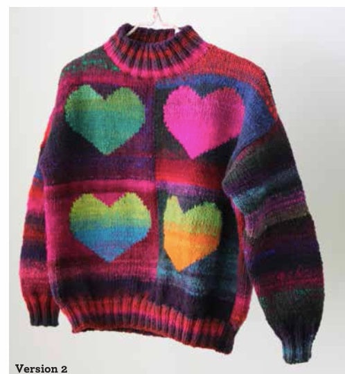NORO Heart Sweater, Featured in "Kureyon - Heart Pullover" Digital Download, Pattern Only