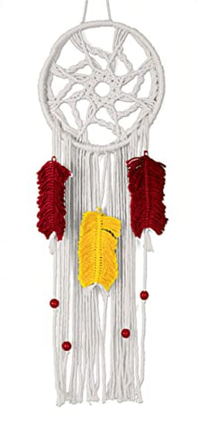 Design Works Crafts Colorful Feather Dream Catcher Macrame Kit, White