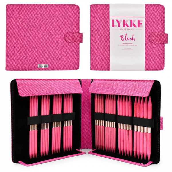 Lykke Blush Double Pointed Needles Gift Set Large US 6-13 Set in Magenta Basketweave Pouch