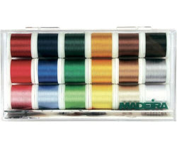 Madeira 100% Rayon Embroidery Thread Multicolor - 18 Spools x 200m Sealed Case