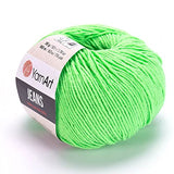 3 Ball (Skein) YarnArt Jeans Yarn, 55% Cotton 45% Polyacrylic, Total 5.28 Oz. Each 1.76 Oz (50g)/160 m (174 yds), Yarn Weight: 2 : Fine-Sport