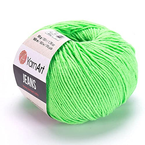3 Ball (Skein) YarnArt Jeans Yarn, 55% Cotton 45% Polyacrylic, Total 5.28 Oz. Each 1.76 Oz (50g)/160 m (174 yds), Yarn Weight: 2 : Fine-Sport