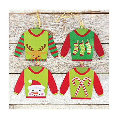 Set of Four Holiday Sweater Ornaments