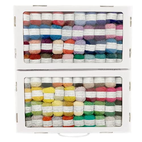 Scheepjes Yarn Whirl, Metropolis Color Pack of 80 Skeins-10g Each, 44 Yards, 75% Merino Wool & 25% Nylon For Crocheting, Knitting Yarn Kit Crochet Kit, Extra Large Balls of Cotton Yarn Cake (Assorted)