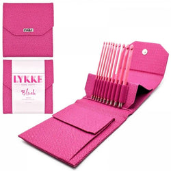 Lykke Blush 6 inch Crochet Hook Set in Magenta Basketweave Case