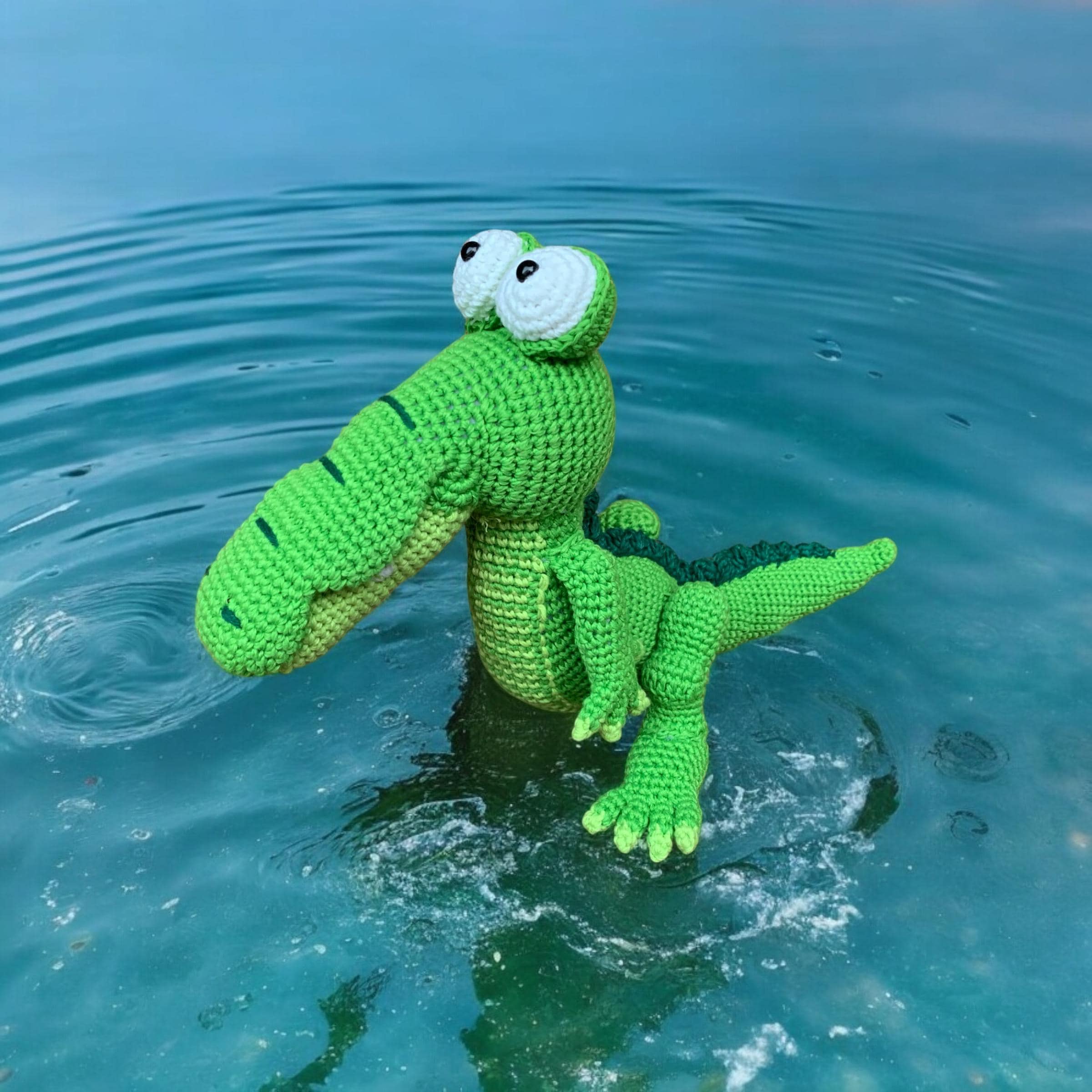 Handmade Crocheted Alligator Plush Toy | Unique Amigurumi Crocodile | Lovely Safe Soft Stuffed Animal for Kids | Quirky Gift for All Ages