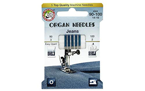 Organ Needles Jeans Assortment (3ea 90, 2ea 100) Eco Pack Needles