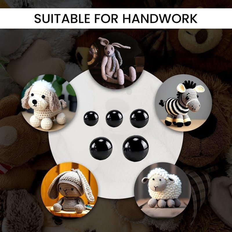 Brown Plastic Safety Eyes with Washers, Safety Eyes for Amigurumi, Crocheted and Knitted Dolls and Animals, Stuffed Animal Eyes