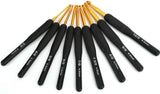 Ergonomic Crochet Hooks Set, Crochet Kit for Beginners, Ergonomic Anti Slippery Rubber Handle Knitting Needles (Set of 9 - Black)