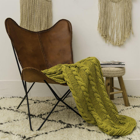 HOOOKED DIY Knitting Kit RibbonXL Cable Throw Spicy Ocre