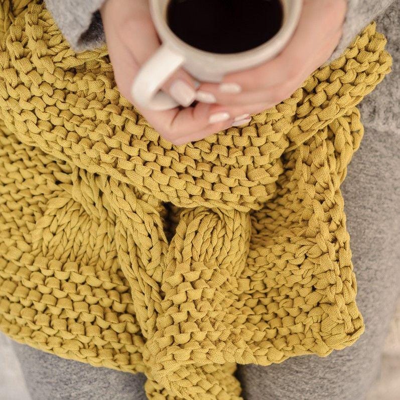 HOOOKED DIY Knitting Kit RibbonXL Cable Throw Spicy Ocre