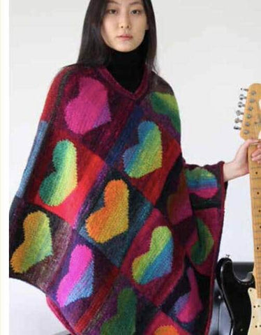 Noro Heart Poncho Knitting Kit - Stylish Cozy Wrap (Digital Download Pattern)