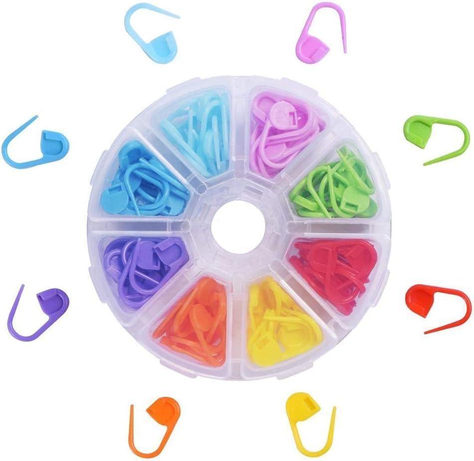 Stitch Markers, 104 Pieces with 8 Colors, for Crocheting, Needle Clip with Storage Box Container