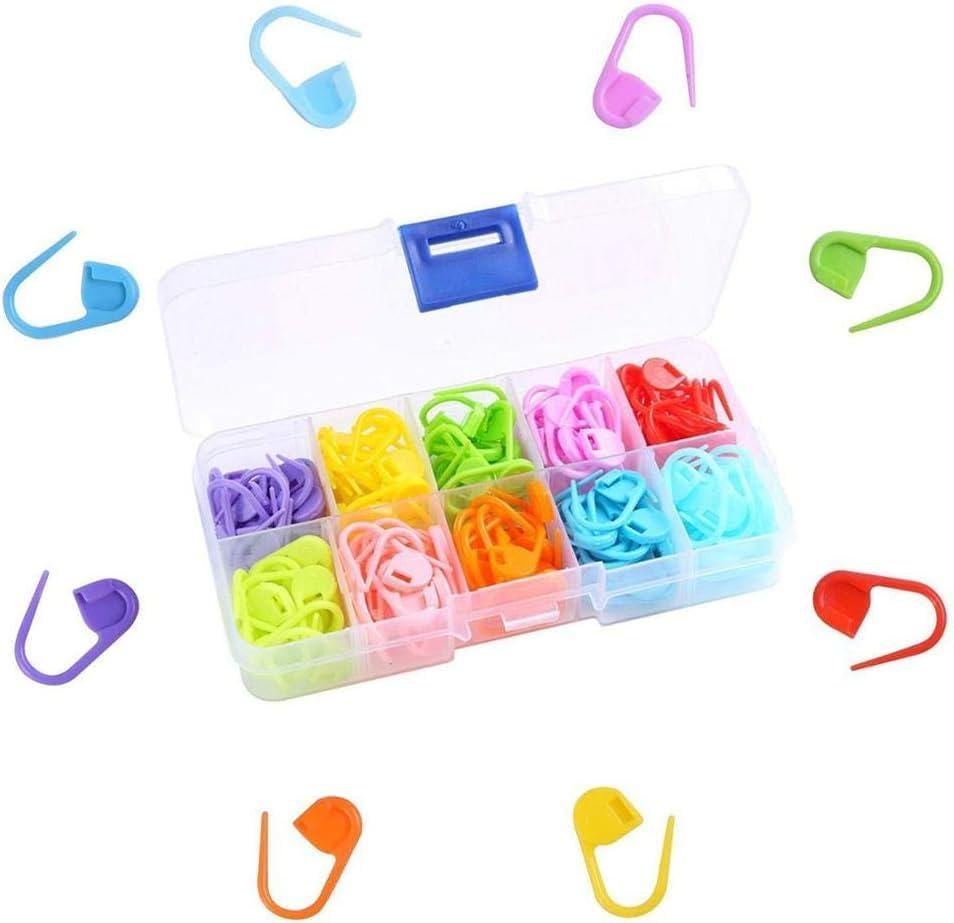Stitch Markers, 120 Pieces with 10 Colors, for Crocheting, Needle Clip with Storage Box Container