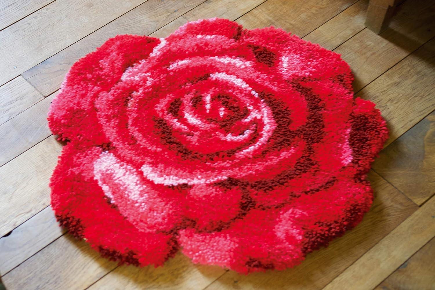 Vervaco Latch Hook Rug Kit 28"X26.8"-Red Rose