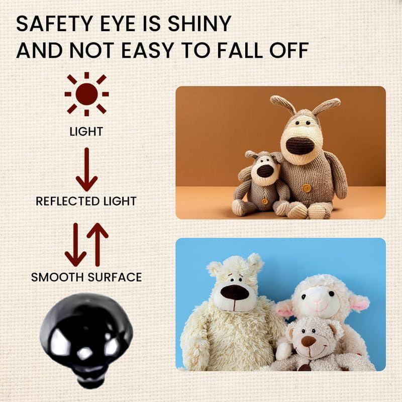 White Plastic Safety Eyes with Washers, Safety Eyes for Amigurumi, Crocheted and Knitted Dolls and Animals, Stuffed Animal Eyes
