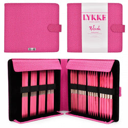 Lykke Blush Double Pointed Needles Gift Set Large US 6-13 Set in Magenta Basketweave Pouch