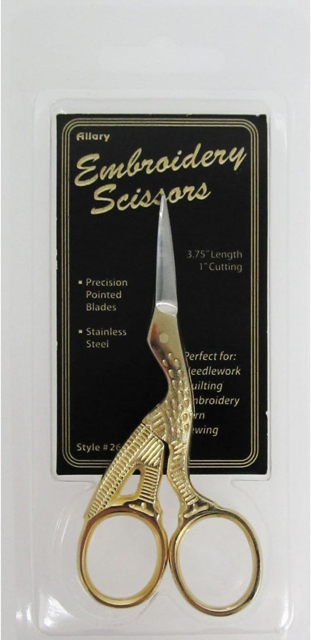 Allary Ultra Fine Stork 3-1/2 Inch Needlework Scissors
