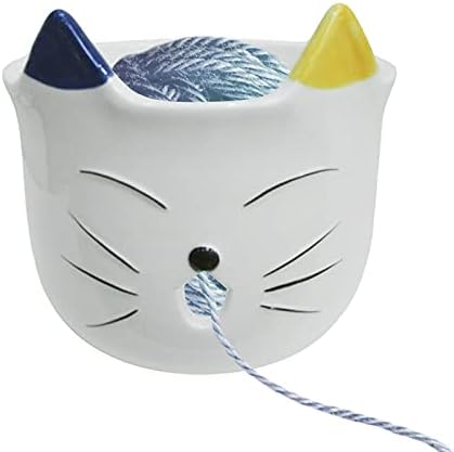 Cat Yarn Bowl, Yarn Bowl for Crocheting and Knitting Made of Ceramic 5x6x6 Inches