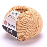 3 Ball (Skein) YarnArt Jeans Yarn, 55% Cotton 45% Polyacrylic, Total 5.28 Oz. Each 1.76 Oz (50g)/160 m (174 yds), Yarn Weight: 2 : Fine-Sport
