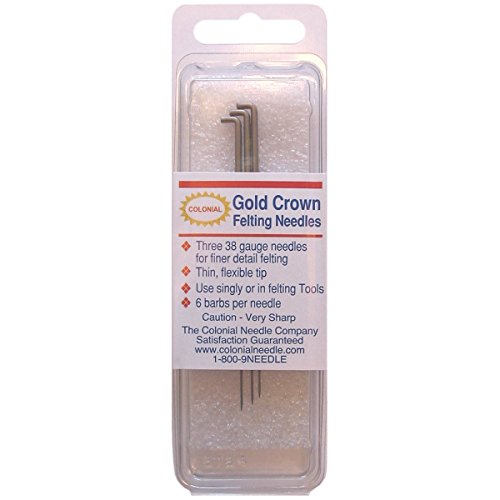 Colonial Needle Gold Crown Felting Needles-Size 38, Pack of 3