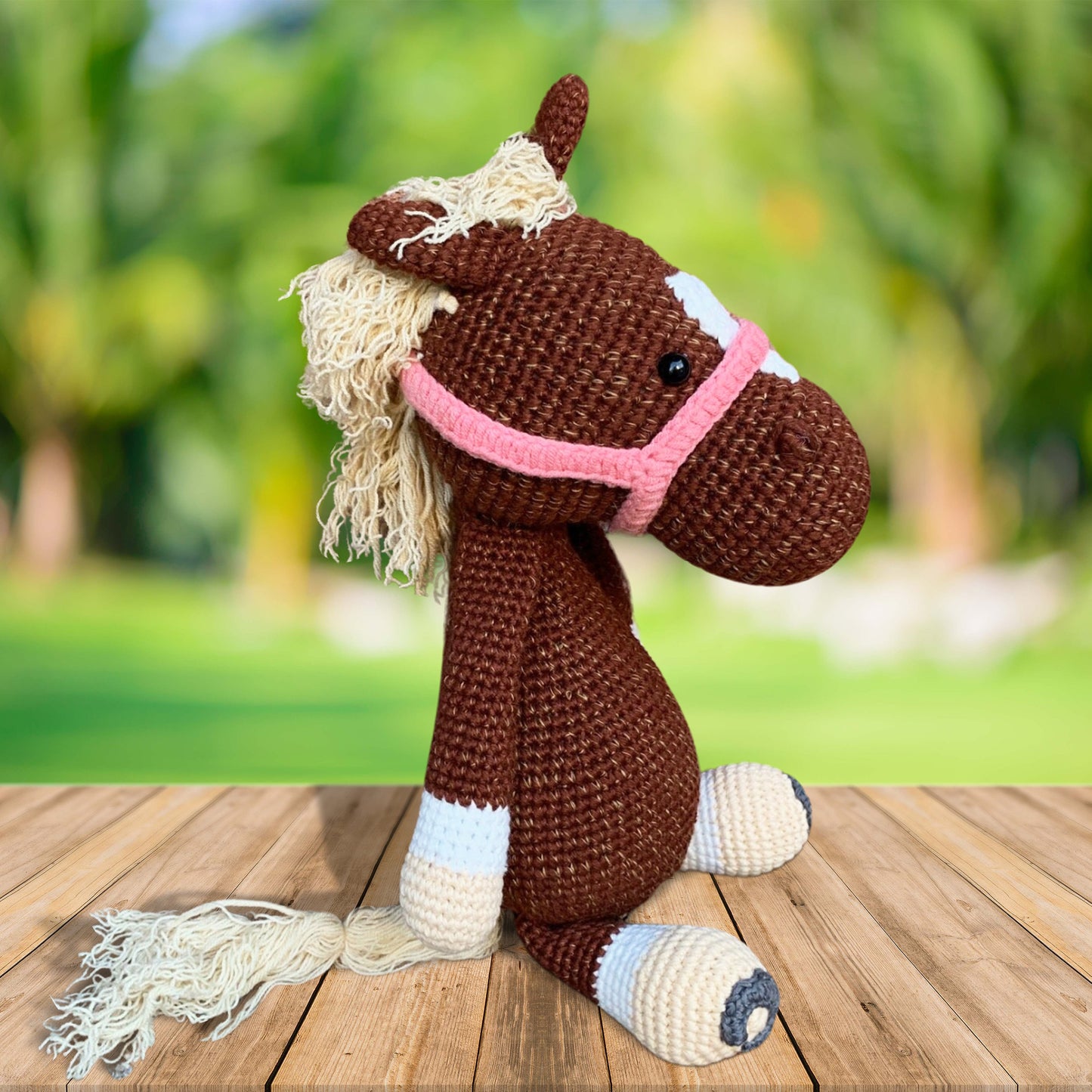 Amigurumi Crochet Horse Plush Toy, Small Handmade Pony Figurine, Mini Horse Stuffed Animal