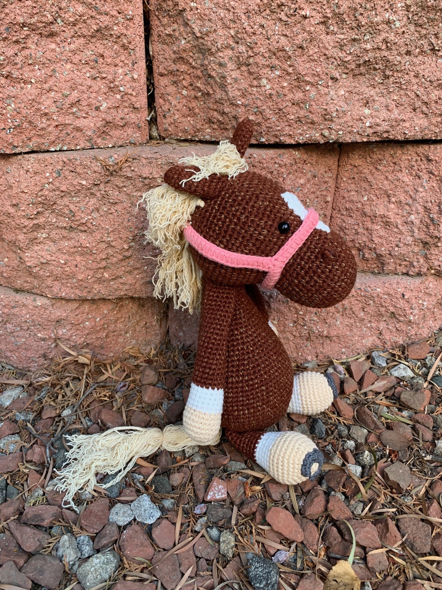 Amigurumi Crochet Horse Plush Toy, Small Handmade Pony Figurine, Mini Horse Stuffed Animal