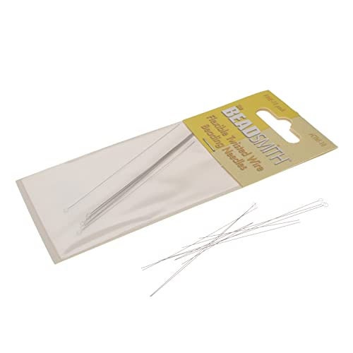 The Beadsmith Twisted Wire Needles, Fine Flexible Beading Needle, Pack of 10, Large Round Eye  for Pearl Knotting and Silk Cord