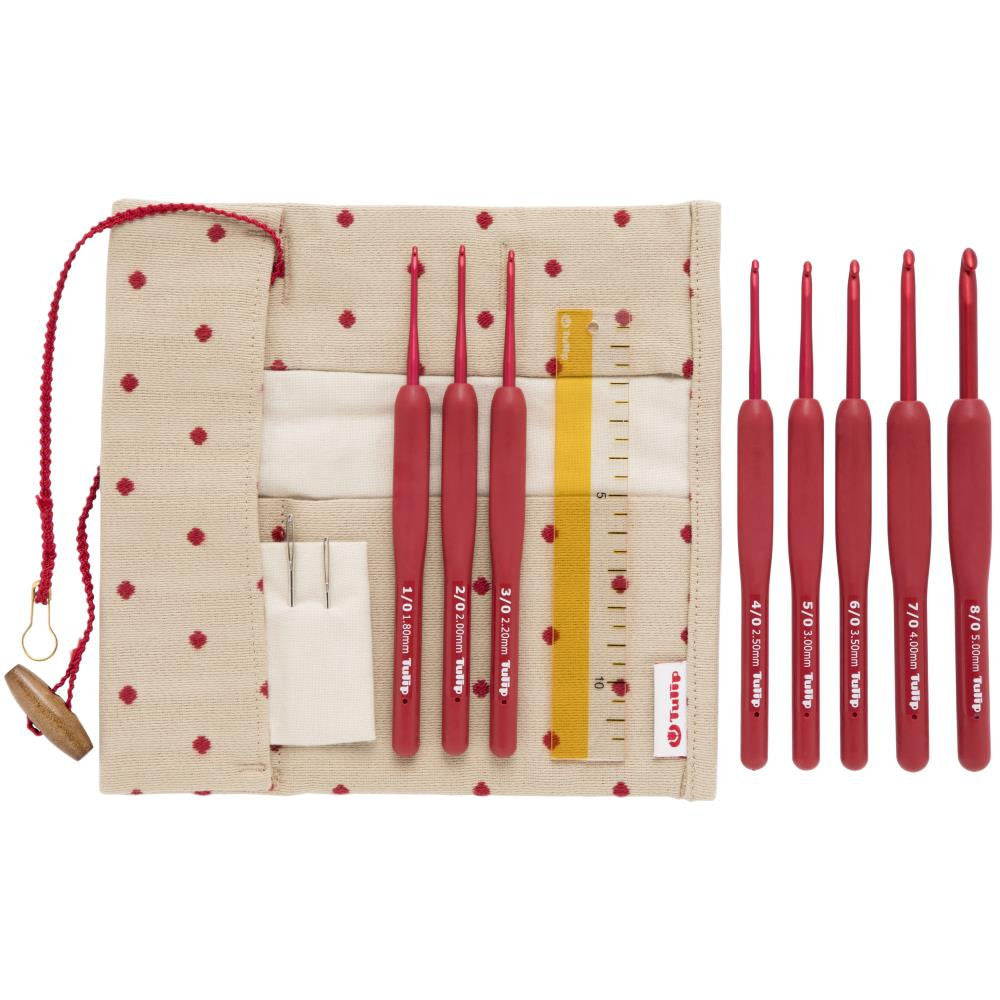 Tulip Etimo Red Crochet Hook Set - size 1.8mm - 5mm